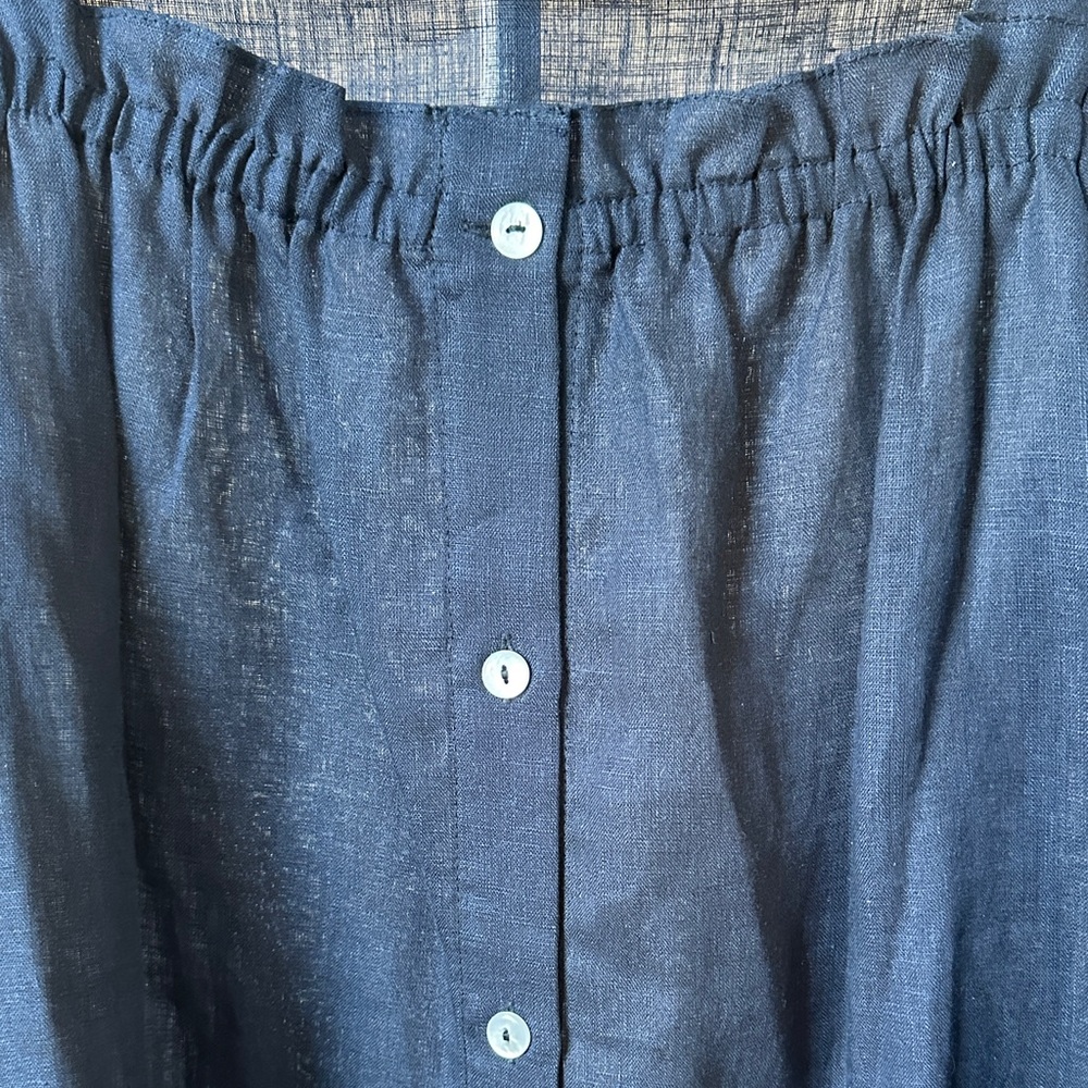 Sleeper Navy Button-Front Ruffle-Sleeve Mini Dress - image 4